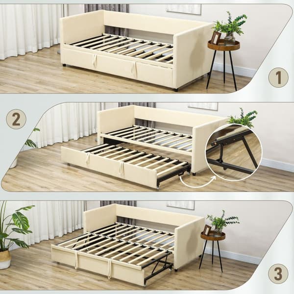 Rootz 2 -i -1 sovesofa ramme - konvertibel sofa - dobbelt madras seng - fløjl komfort, glatte ruller - sofa: 203L x 99b x 75H cm, seng: 203L x 190,5b