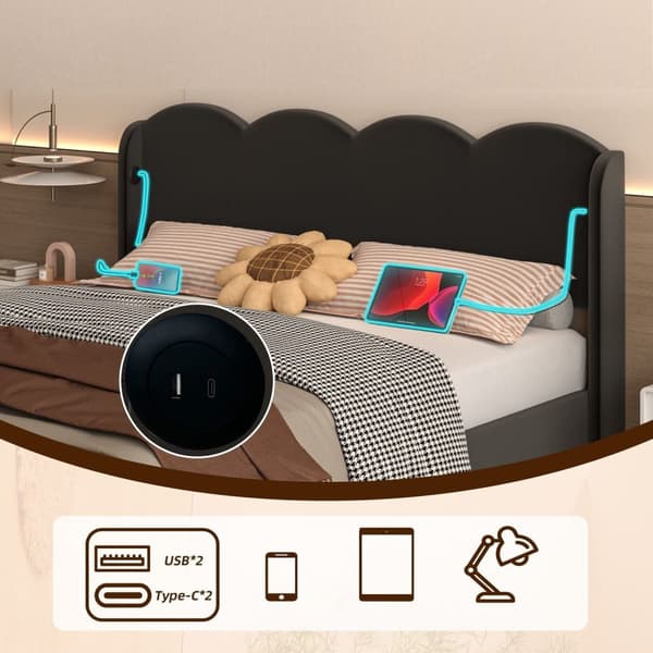 Rootz Kaksinkertainen vuode - pehmustettu sänky - Velvet -sänky - Hydraulinen säilytys - USB -lataus - 205 cm x 168 cm x 96 cm
