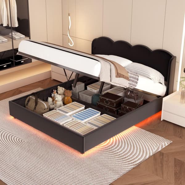 Rootz Kaksinkertainen vuode - pehmustettu sänky - Velvet -sänky - Hydraulinen säilytys - USB -lataus - 205 cm x 168 cm x 96 cm