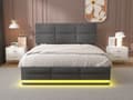 Miniatyrbillede 4 af 10: Rootz Double Seng - Opbevaringsseng - Velvet Bed - LED & USB - Hydraulisk opbevaring - 208,5 cm x 144 cm x 105-115cm