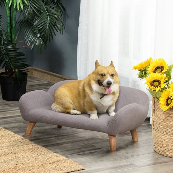Rootz Dogofa Scandinavian Style Pet Sofa - Stilfuld hunde sofa - Komfortabel katte lounge - Blød polstring - 72 x 44 x 31 cm - Grå stofafdækning