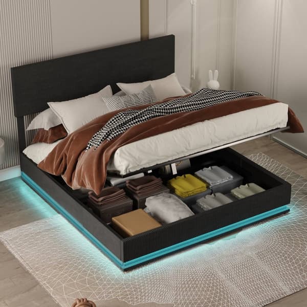 Rootz Kaksivuodekehys - säilytysvuode - Velvet -sänky - LED -valaistus - USB -lataus - 211 cm x 153 cm x 113cm