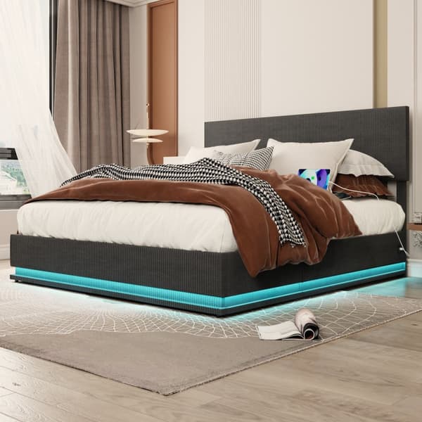 Rootz Kaksivuodekehys - säilytysvuode - Velvet -sänky - LED -valaistus - USB -lataus - 211 cm x 153 cm x 113cm