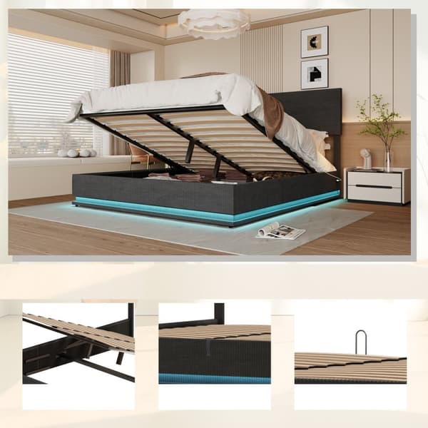Rootz Velvet Kapposvuodekehys - säilytysvuode - verhoiltu sänky - USB -lataus- ja LED -valot - 211 cm x 173cm x 113cm