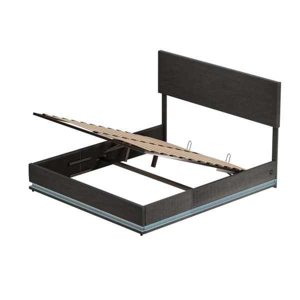Rootz Velvet Kapposvuodekehys - säilytysvuode - verhoiltu sänky - USB -lataus- ja LED -valot - 211 cm x 173cm x 113cm