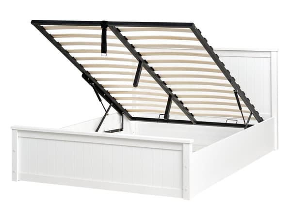 Ottomansk Seng i Hvit Furu 140 x 200 cm med Løftbar Ramme