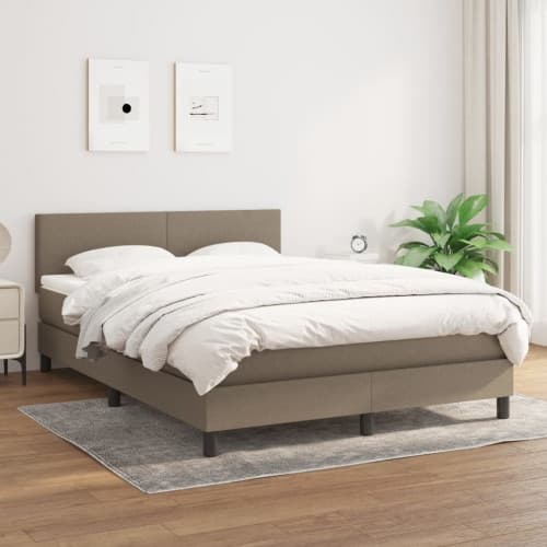 Ramsäng med madrass taupe 140x190 cm tyg