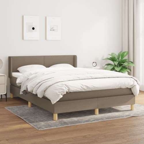 Ramsäng med madrass taupe 140x200 cm tyg