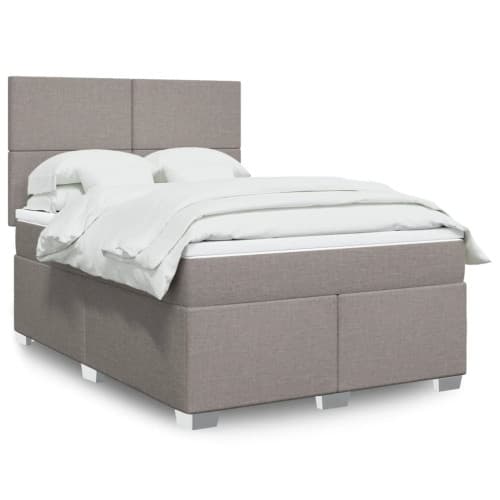 Ramsäng med madrass taupe 140x190 cm tyg