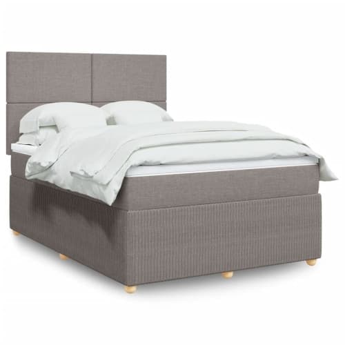 Ramsäng med madrass taupe 140x190 cm tyg