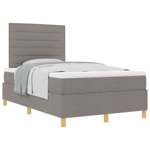 Boxöngsäng med madrass taupe liten dubbel tyg