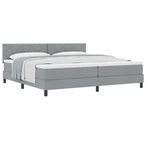 Boxspring Säng med Madrass Ljusgrå 200x200 cm Tyg
