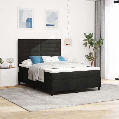 Boxspring Säng med madrass Svart 160x200 cm Tyg