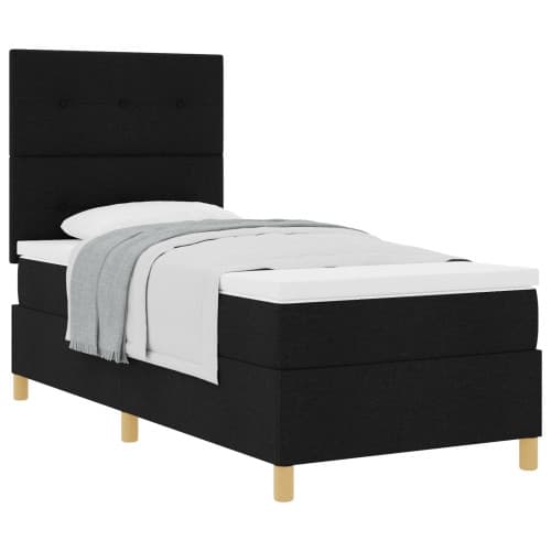 Boxfjädringsäng med madrass svart 80x200 cm tyg