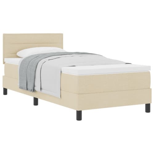 Boxfjäder säng med madrass beige 90x200 cm tyg
