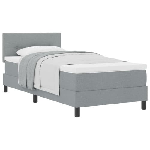 Boxspring Säng med Madrass Ljusgrå 80x200 cm Tyg