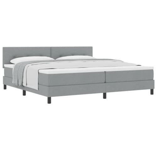 Boxfjädersäng med madrass Ljusgrå 200x200 cm Tyg