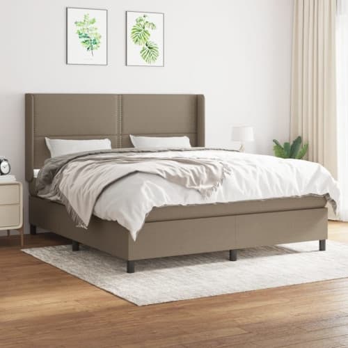 Ramsäng med madrass taupe 180x200 cm tyg