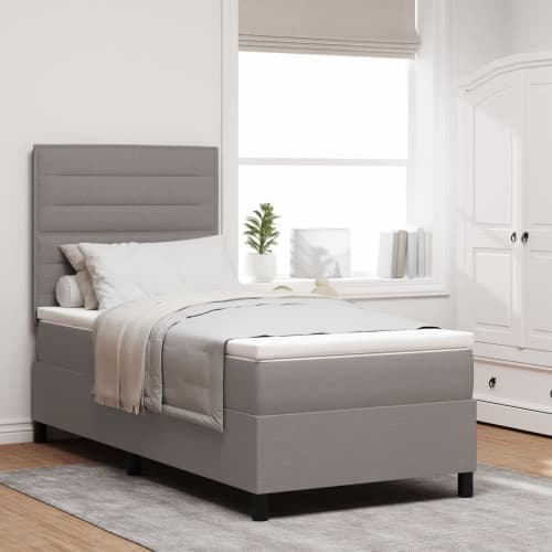 Bäddmadrass med sängram taupe 100x200 cm tyg