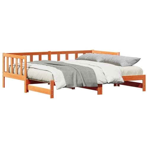 Utdragbar dagbädd utan madrass vaxad brun 2x(90x190) cm