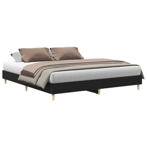 Sängram Svart Ek 200x200 cm Bearbetat Trä