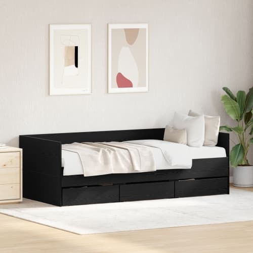Dagbädd Svart ek Konstruerat trä 90 x 200 cm Hållbar Dagbädd