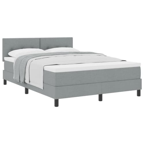 Box Spring Säng med Madrass Ljusgrå 160x200 cm Tyg