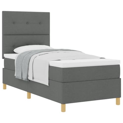 Boxspring säng med madrass Mörkgrå 80x200 cm Tyg