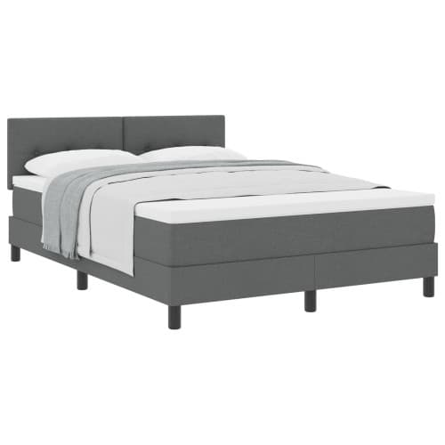 Boxspring-säng med madrass Mörkgrå 140x200 cm Tyg