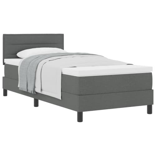 Box Spring Säng med Madrass Mörkgrå 90x190 cm Tyg