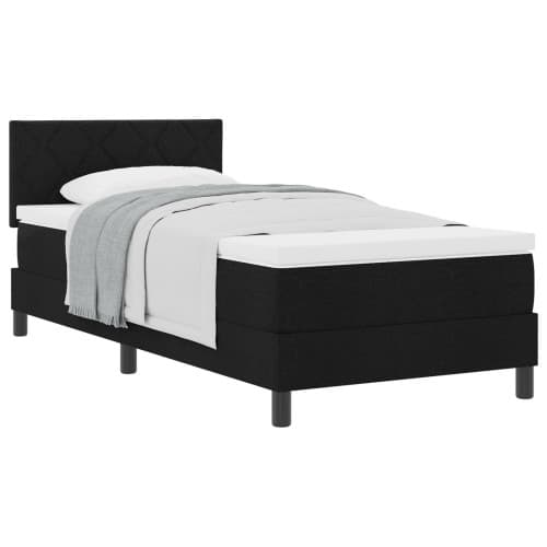 Boxspring-säng med madrass Svart 90x200 cm Tyg