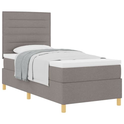 Box Spring Bed med madrass taupe 80x200 cm tyg