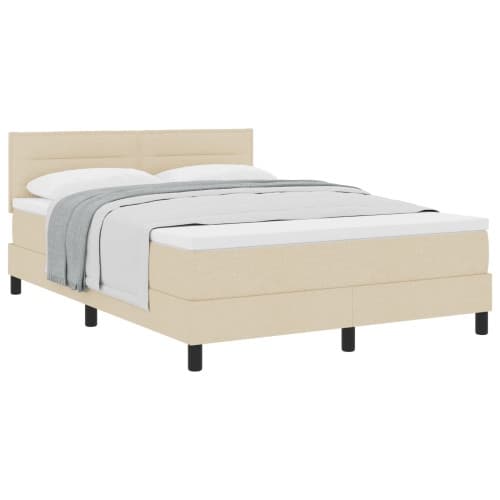 Boxfjädersäng med madrass Creme 160x200 cm Tyg