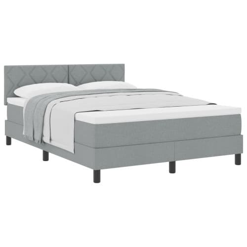 Boxspring Säng med Madrass Ljusgrå 140x190 cm Tyg