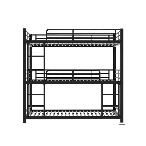 90x200cm Sängram Metallbädd, Våningssäng, Järnsäng, Trestjärnig våningssäng för barn, tonåringar och vuxna, svart