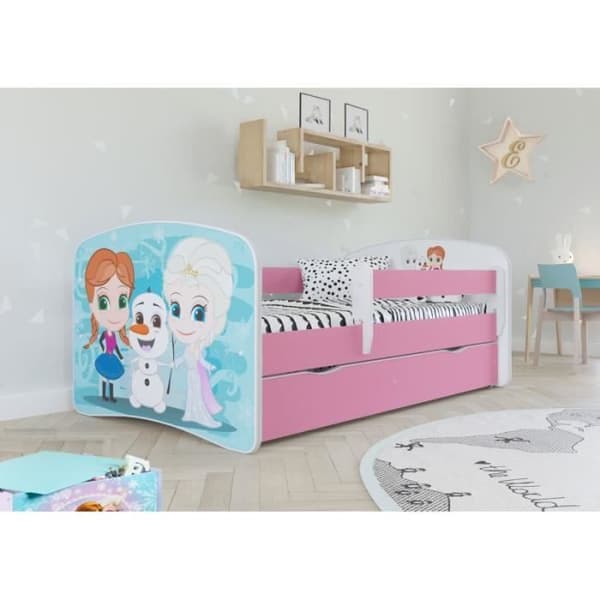 Kocot Kids Frozen rosa barnsäng med låda 80x160 - Lamell - Trä och spånskiva