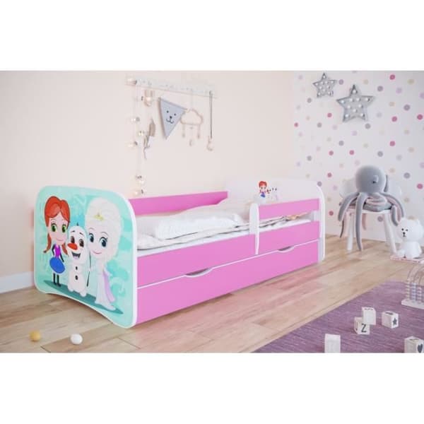 Kocot Kids Frozen rosa barnsäng med låda 80x160 - Lamell - Trä och spånskiva