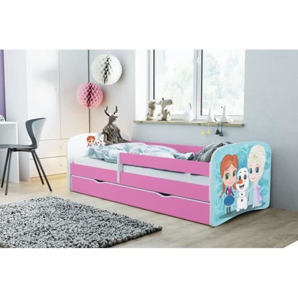 Kocot Kids Frozen rosa barnsäng med låda 80x160 - Lamell - Trä och spånskiva