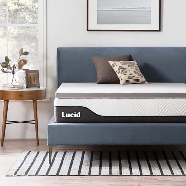 Lucid - LU5C121930BT-EU - 5 cm Memory Foam Övermadrass med Bambu Charcoal - Övermadrass 120 x 190 cm