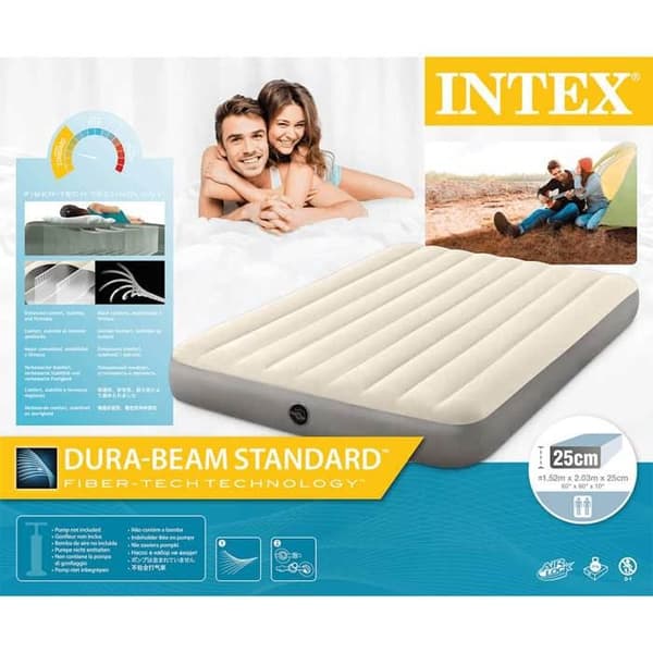 Luftmadras - Intex - Dronning enlig stråle - 203x152x25 cm - 2 pladser - Dura høj