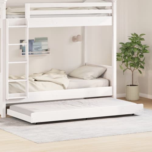 Sängram Vit Massivt tallträ 90 x 200 cm Hållbar Sängram