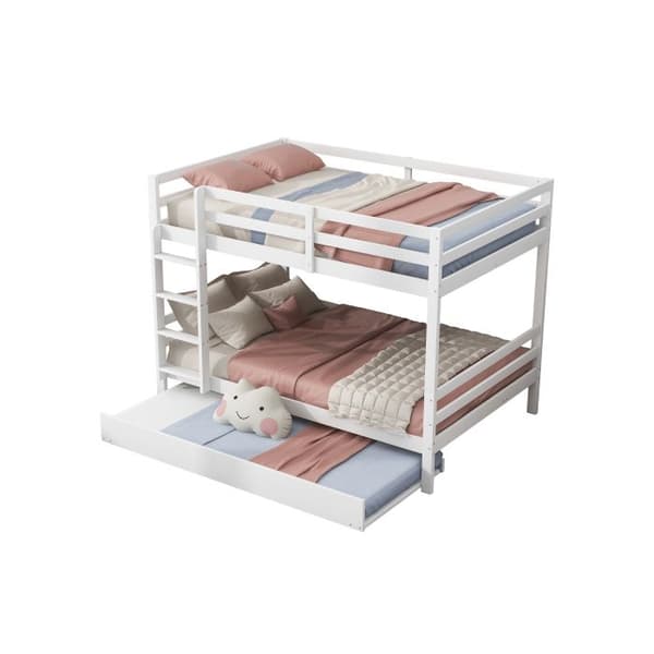 Överslafar 140*200cm, Barnsängar, Överslafar med utdragssäng, Höga räcken, Stabil trappa, Vita