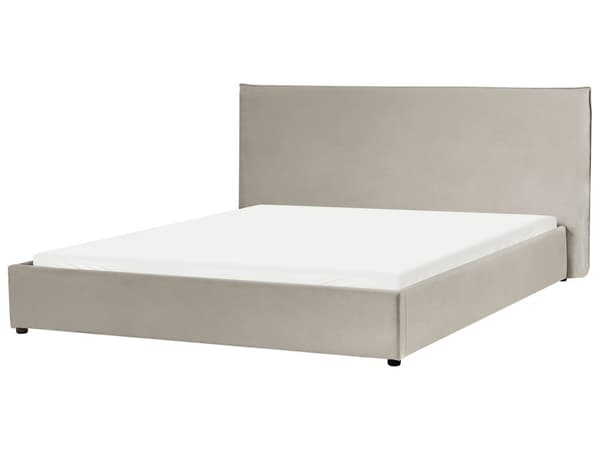 Seng Taupe Fløyel Polstring 180 x 200 cm Stor Klassisk Sengegavl Tre Lameller
