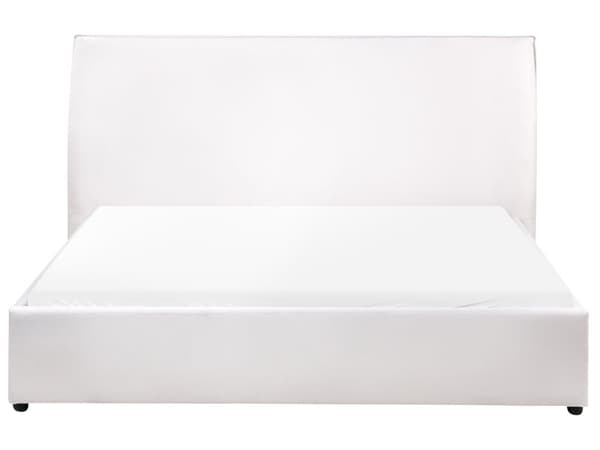 Seng Off-White Fløyel Polstring 160 x 200 cm Stor Klassisk Sengegavl Tre Lameller
