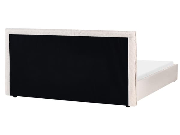 Seng Off-White Boucle Polstring 180 x 200 cm Stor Klassisk Sengegavl Tre Lameller