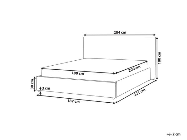 Seng Off-White Fløyel Polstring 180 x 200 cm Stor Klassisk Sengegavl Tre Lameller