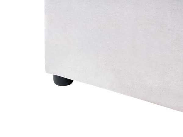 Seng Off-White Fløyel Polstring 180 x 200 cm Stor Klassisk Sengegavl Tre Lameller