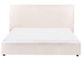 Miniatyrbilde 5 av 10: Seng Off-White Boucle Polstring 160 x 200 cm Stor Klassisk Sengegavl Tre Lameller