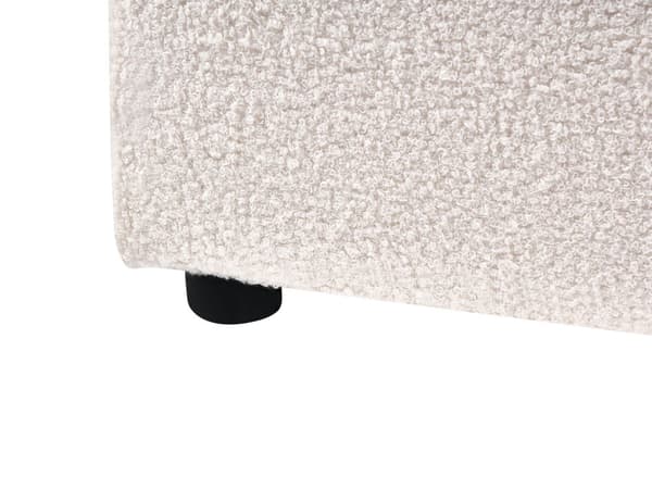 Seng Off-White Boucle Polstring 160 x 200 cm Stor Klassisk Sengegavl Tre Lameller