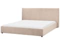 Miniatyrbilde 4 av 10: Seng Taupe Boucle Møbeltrekk 180 x 200 cm Stor Klassisk Sengegavl Tre Lameller
